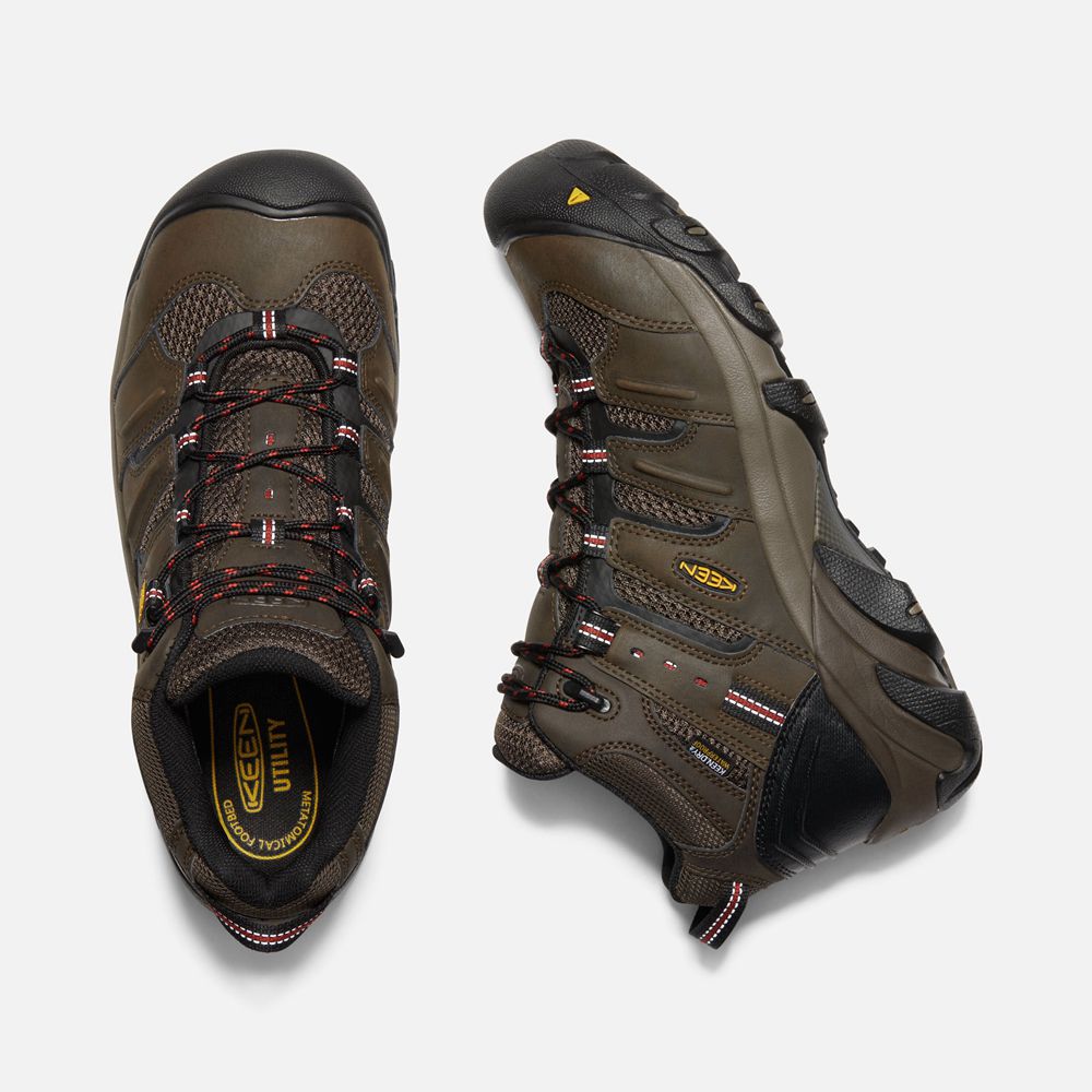 Keen Trekking Bot Erkek Kahverengi - Lansing Mid Waterproof (Steel Toe) - Türkiye VCJQ43527